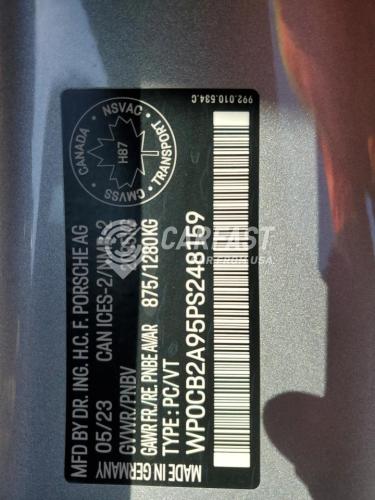 2023 Porsche 911 carrer 3.0 SILVER Lot 45009365 Vin WP0CB2A95PS248159