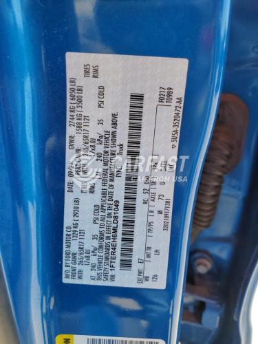 2021 Ford Ranger xl 2.3 BLUE Lot 47980525 Vin 1FTER4EH6MLD81049