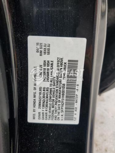 5FPYK2F51HB001058 2017 Honda Ridgeline 3.5 RTL BLACK