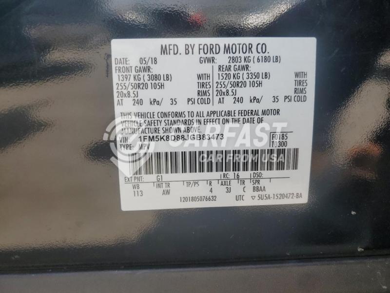 1FM5K8D88JGB83473 2018 Ford Explorer x 3.5 XLT BLACK