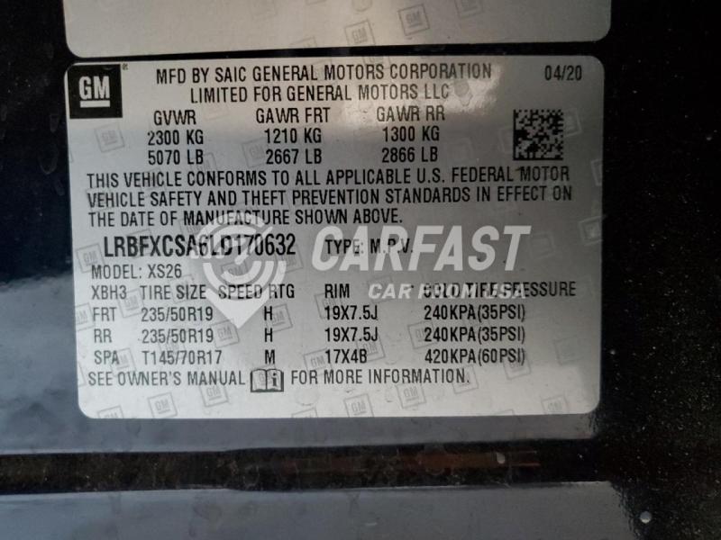 2020 Buick Envision 2.5 Essence Blue Lot 89838465 Vin LRBFXCSA6LD170632