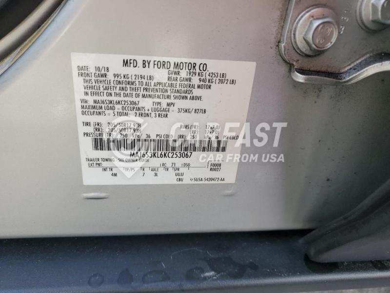 2019 Ford Ecosport 2.0 TITANIUM SILVER Lot 91611545 Vin MAJ6S3KL6KC253067