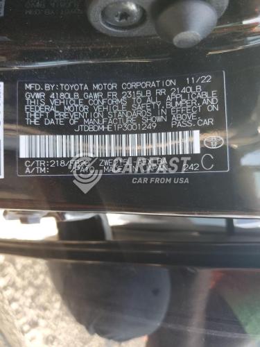 2023 Toyota Corolla 1.8 LE BLACK Lot 71884565 Vin JTDBDMHE1P3001249