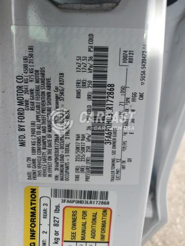 2020 Ford Fusion 1.5 Se white Lot 87094925 Vin 3FA6P0HD3LR172868