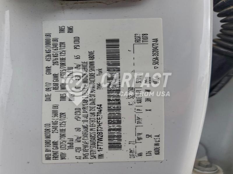 1FT7W2BT2HEE70464 2017 Ford F250 6.7 SUPER DUTY WHITE