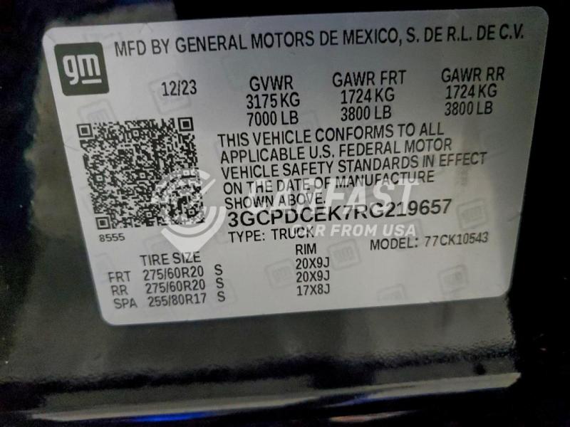 2024 Chevrolet Silverado 2.7 K1500 Trail Boss Custom black Lot 97892025 Vin 3GCPDCEK7RG219657