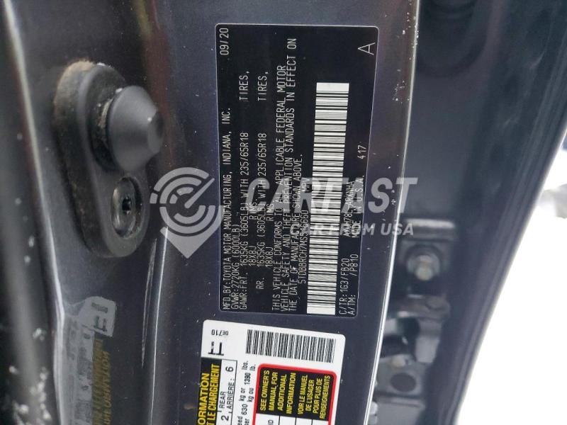 2021 Toyota Highlander 2.5 charcoal Lot 75415915 Vin 5TDBBRCH7MS516660