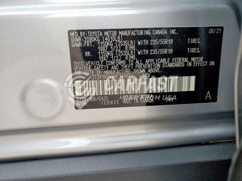 2021 Toyota Rav 4 2.5 Rav4 Limited silver Lot 78096025 Vin 2T3Y1RFV4MC148873