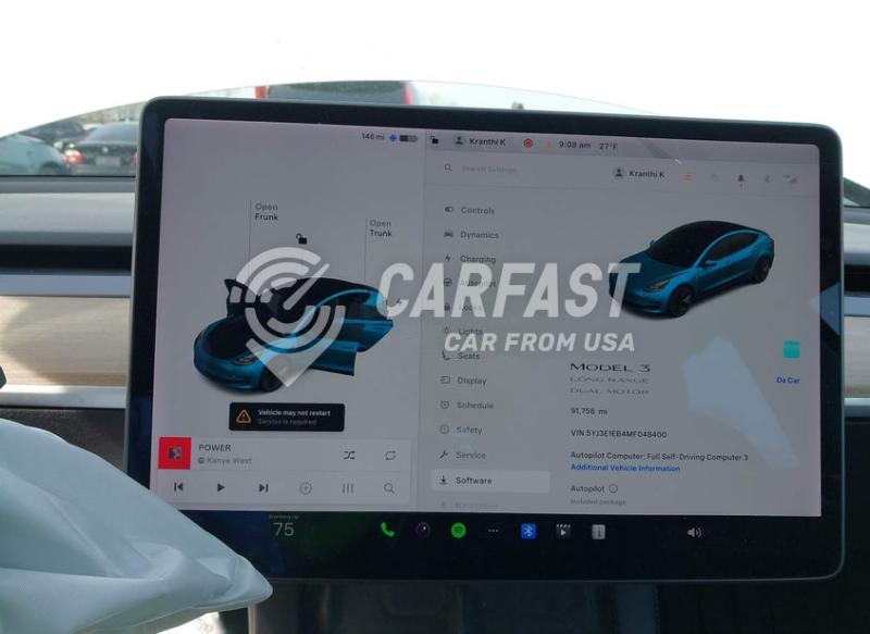 2021 Tesla Model 3 Long Range Dual Motor All-Wheel Drive white Lot 111044476796 Vin 5YJ3E1EB4MF048400