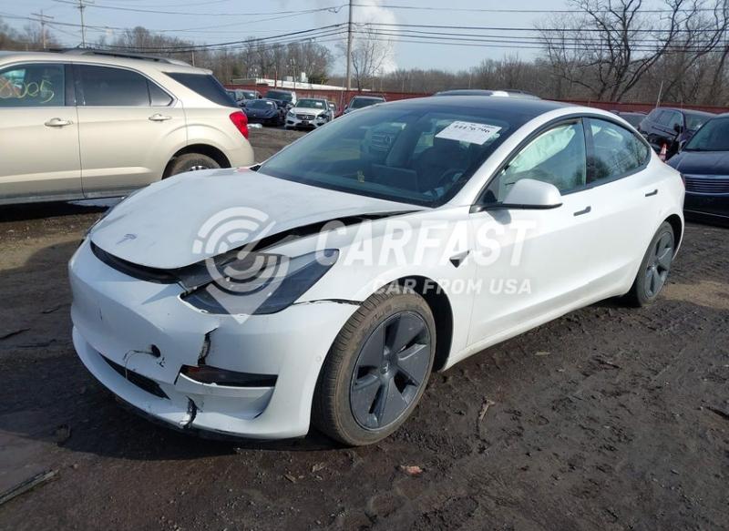 2021 Tesla Model 3 Long Range Dual Motor All-Wheel Drive white Lot 111044476796 Vin 5YJ3E1EB4MF048400