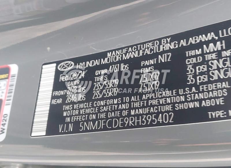 2024 Hyundai Tucson 2.5 Sel grey Lot 111044120110 Vin 5NMJFCDE9RH395402